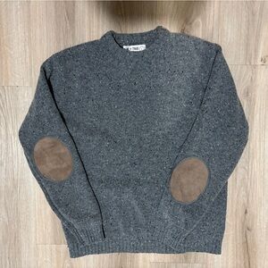 Line of Trade Wool blend Charcoal Sweater with Tan Elbow Patches